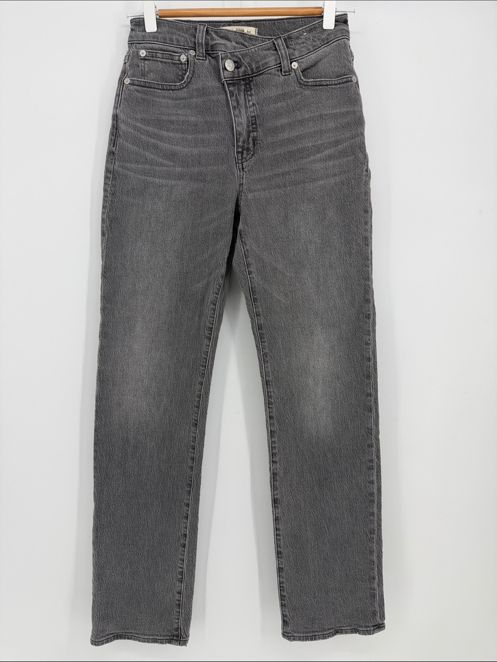 Madewell 90s Straight Crossover‎ Waist Jeans Gray Wash High Rise Size 25
